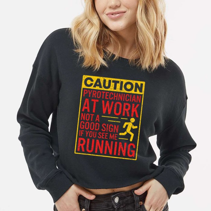 Pyrotechnician Funny Humorous Pyro Technician Cropped Pullover Crew