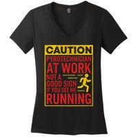 Pyrotechnician Funny Humorous Pyro Technician Women's V-Neck T-Shirt