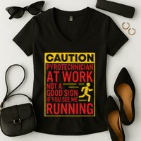 Pyrotechnician Funny Humorous Pyro Technician Women's V-Neck T-Shirt