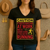 Pyrotechnician Funny Humorous Pyro Technician Women's V-Neck T-Shirt