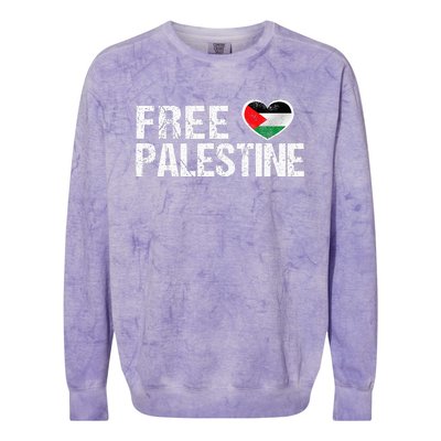 Palestine Flag heart Free Palestine Colorblast Crewneck Sweatshirt