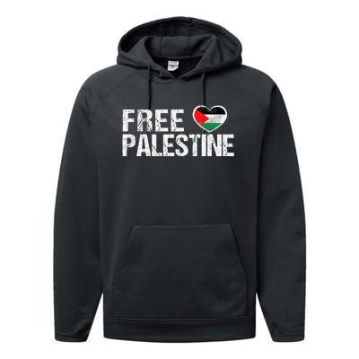 Palestine Flag heart Free Palestine Performance Fleece Hoodie