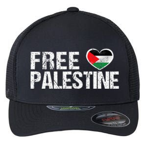 Palestine Flag heart Free Palestine Flexfit Unipanel Trucker Cap