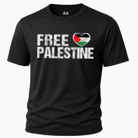 Palestine Flag heart Free Palestine Cooling Performance Crew T-Shirt