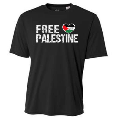 Palestine Flag heart Free Palestine Cooling Performance Crew T-Shirt