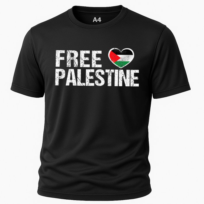Palestine Flag heart Free Palestine Cooling Performance Crew T-Shirt
