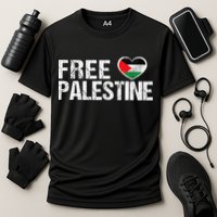 Palestine Flag heart Free Palestine Cooling Performance Crew T-Shirt