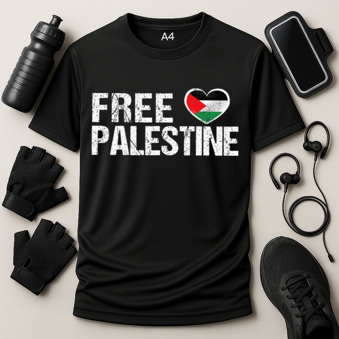 Palestine Flag heart Free Palestine Cooling Performance Crew T-Shirt
