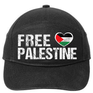 Palestine Flag heart Free Palestine 7-Panel Snapback Hat