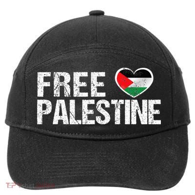 Palestine Flag heart Free Palestine 7-Panel Snapback Hat