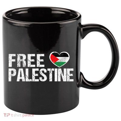 Palestine Flag heart Free Palestine 11oz C Handle Ceramic Mug