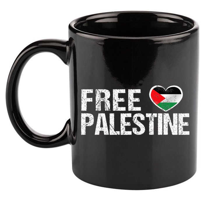 Palestine Flag heart Free Palestine 11oz C Handle Ceramic Mug