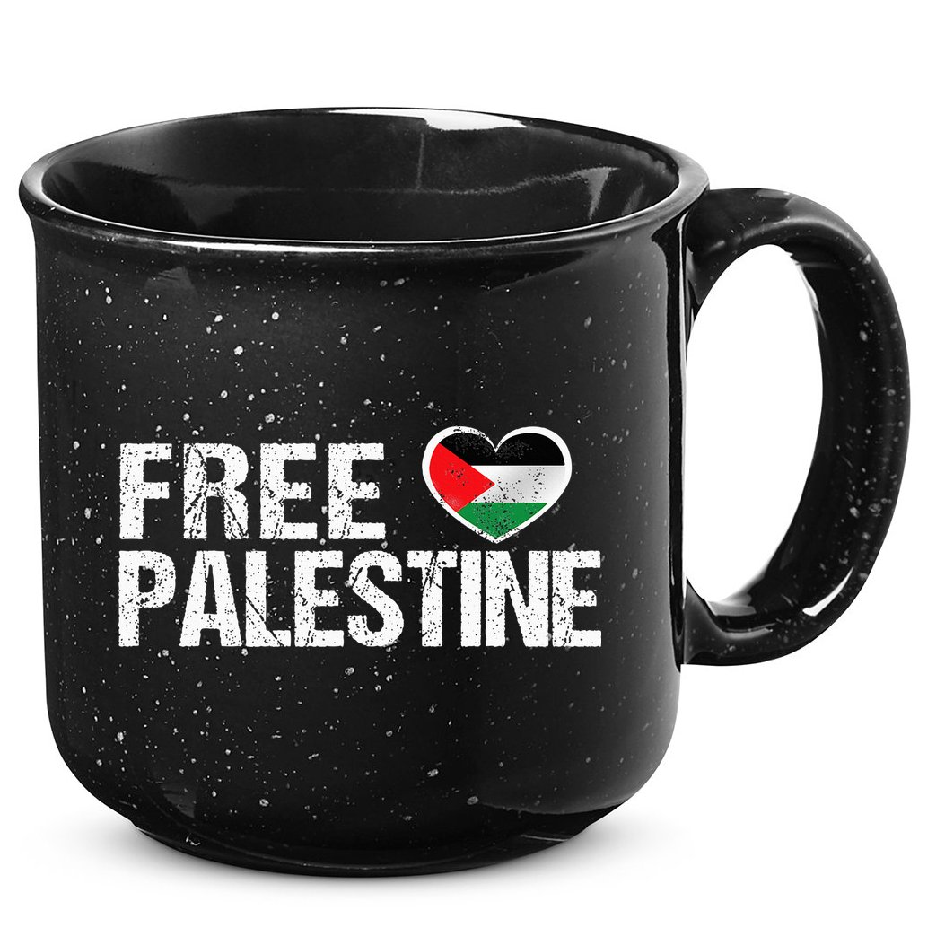 Palestine Flag heart Free Palestine 15oz Campfire Ceramic Mug