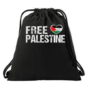 Palestine Flag heart Free Palestine Drawstring Bag