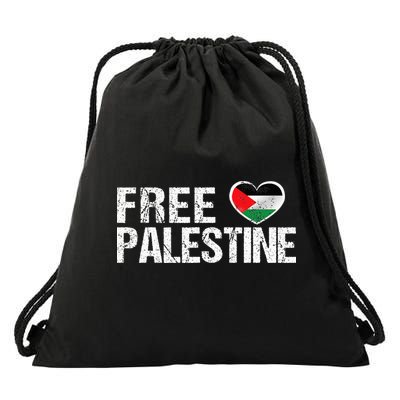 Palestine Flag heart Free Palestine Drawstring Bag