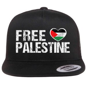 Palestine Flag heart Free Palestine Flat Bill Trucker Hat