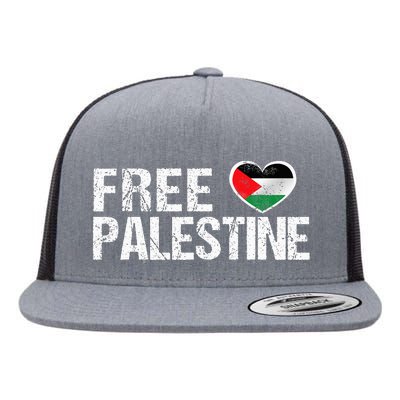 Palestine Flag heart Free Palestine Flat Bill Trucker Hat