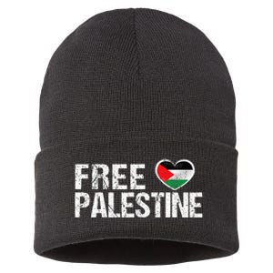 Palestine Flag heart Free Palestine Sustainable Knit Beanie