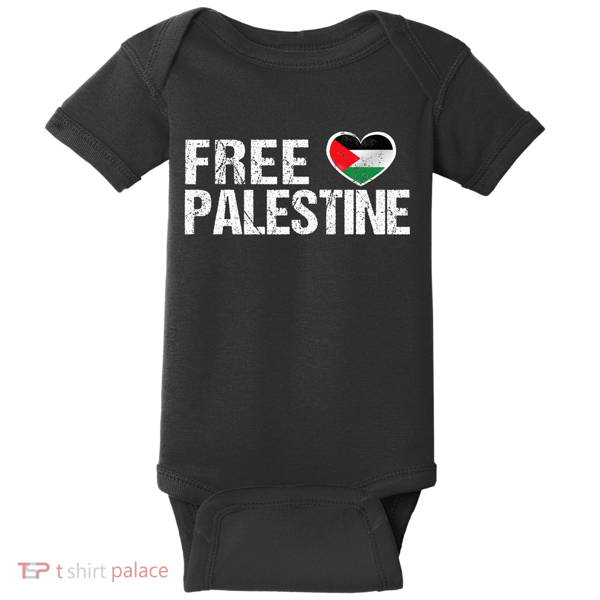 Palestine Flag heart Free Palestine Baby Bodysuit