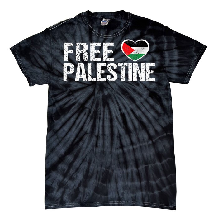 Palestine Flag heart Free Palestine Tie-Dye T-Shirt