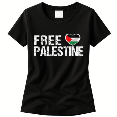 Palestine Flag heart Free Palestine Womens T-Shirt