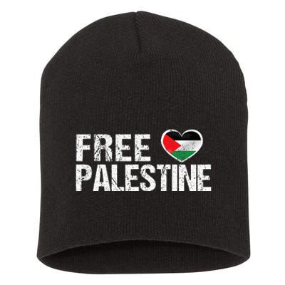 Palestine Flag heart Free Palestine Short Acrylic Beanie