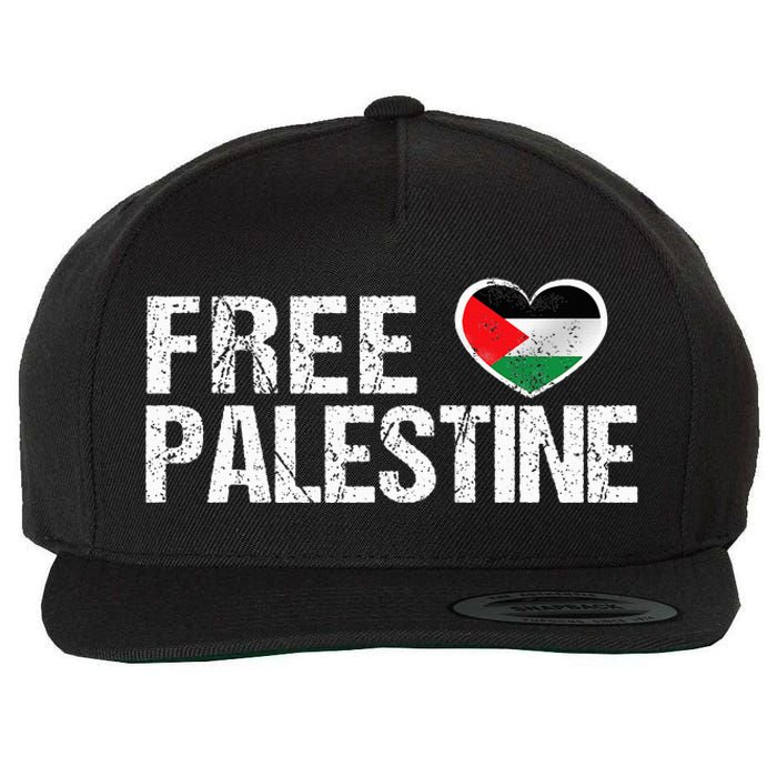 Palestine Flag heart Free Palestine Wool Snapback Cap