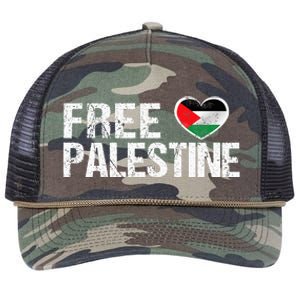 Palestine Flag heart Free Palestine Retro Rope Trucker Hat Cap