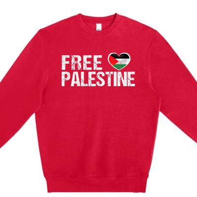 Palestine Flag heart Free Palestine Premium Crewneck Sweatshirt