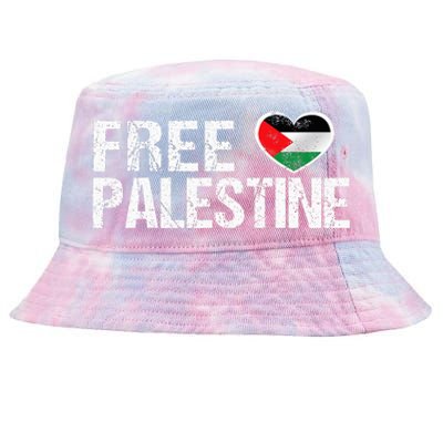 Palestine Flag heart Free Palestine Tie-Dyed Bucket Hat