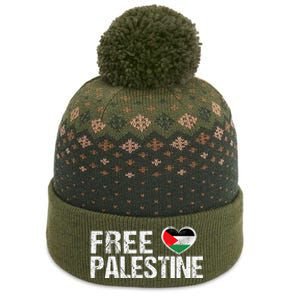 Palestine Flag heart Free Palestine The Baniff Cuffed Pom Beanie