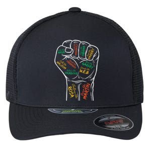 Power Fist Hand Inspiring Black Leaders Black History Flexfit Unipanel Trucker Cap