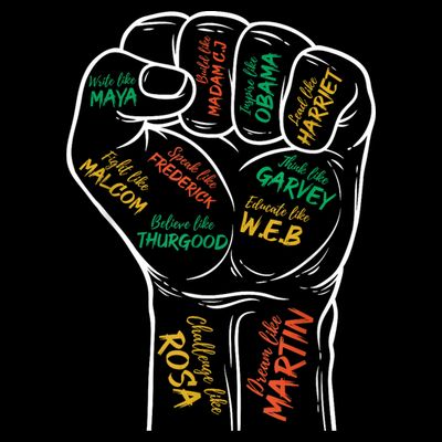 Power Fist Hand Inspiring Black Leaders Black History T-Shirt