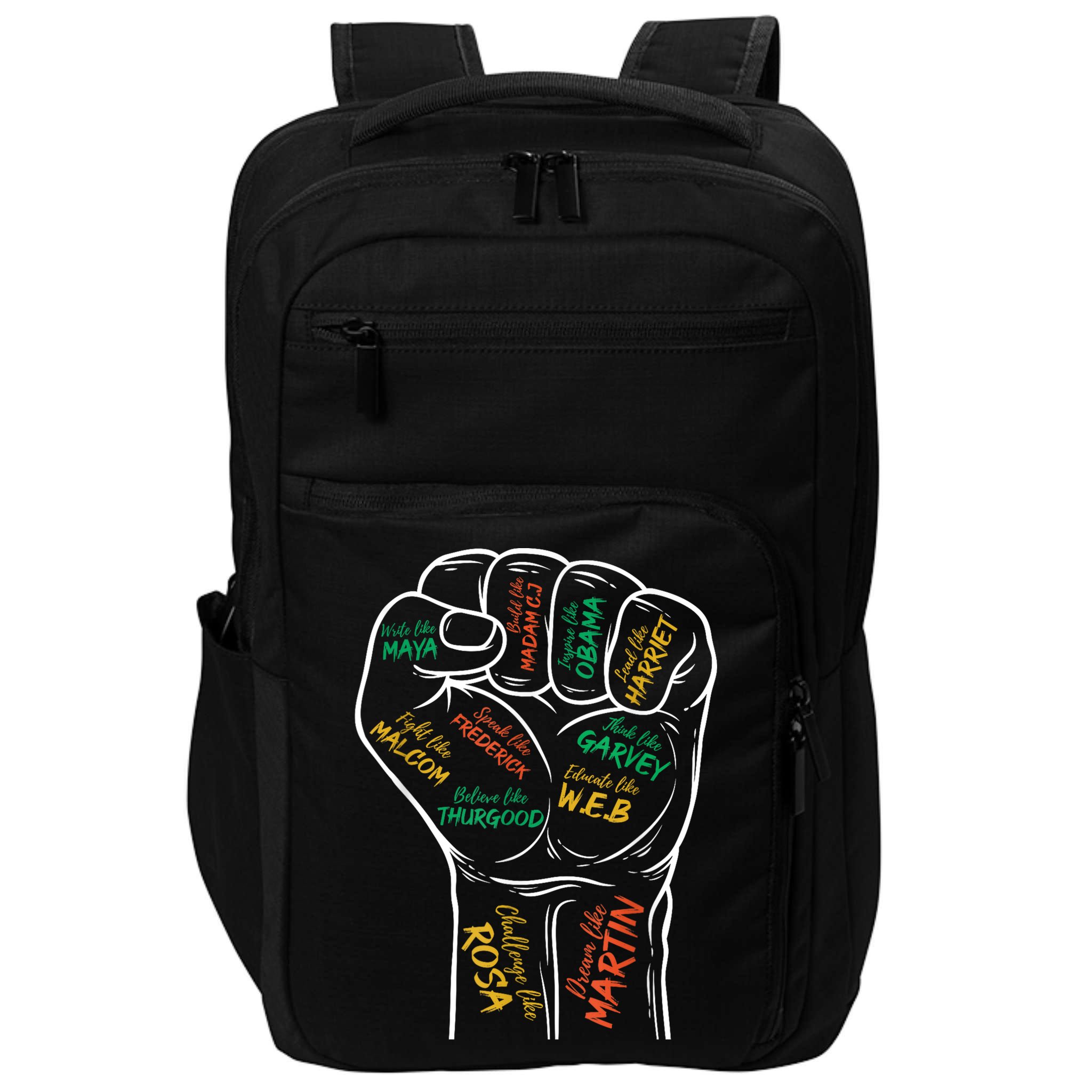 Power Fist Hand Inspiring Black Leaders Black History Impact Tech Backpack