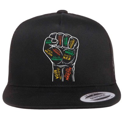 Power Fist Hand Inspiring Black Leaders Black History Flatbill Hat