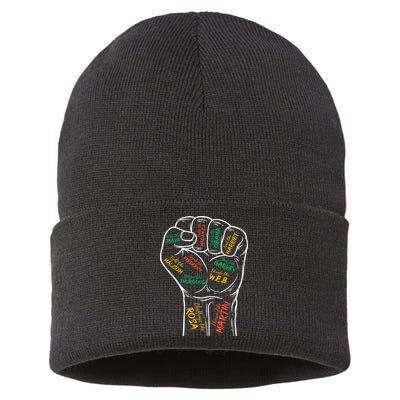 Power Fist Hand Inspiring Black Leaders Black History Sustainable Knit Beanie