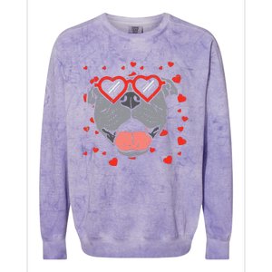 Pitbull Face Heart Glasses Valentines Day Pet Dog Lover Colorblast Crewneck Sweatshirt