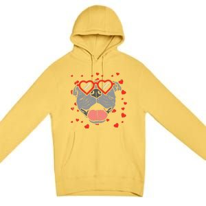 Pitbull Face Heart Glasses Valentines Day Pet Dog Lover Premium Pullover Hoodie