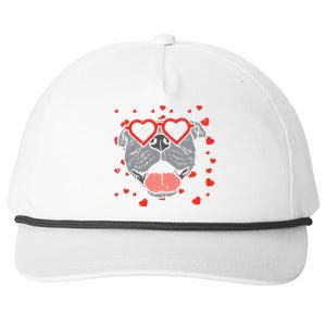 Pitbull Face Heart Glasses Valentines Day Pet Dog Lover Snapback Five-Panel Rope Hat