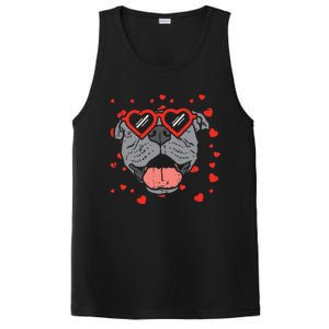 Pitbull Face Heart Glasses Valentines Day Pet Dog Lover PosiCharge Competitor Tank