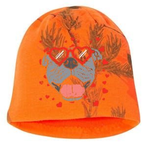 Pitbull Face Heart Glasses Valentines Day Pet Dog Lover Kati - Camo Knit Beanie