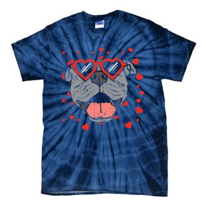 Pitbull Face Heart Glasses Valentines Day Pet Dog Lover Tie-Dye T-Shirt