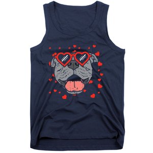 Pitbull Face Heart Glasses Valentines Day Pet Dog Lover Tank Top