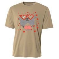 Pitbull Face Heart Glasses Valentines Day Pet Dog Lover Cooling Performance Crew T-Shirt