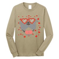 Pitbull Face Heart Glasses Valentines Day Pet Dog Lover Long Sleeve Shirt