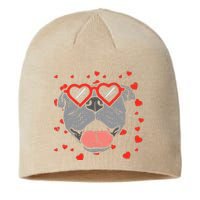 Pitbull Face Heart Glasses Valentines Day Pet Dog Lover Sustainable Beanie