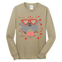 Pitbull Face Heart Glasses Valentines Day Pet Dog Lover Tall Long Sleeve T-Shirt