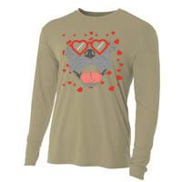 Pitbull Face Heart Glasses Valentines Day Pet Dog Lover Cooling Performance Long Sleeve Crew