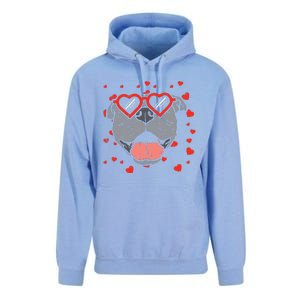 Pitbull Face Heart Glasses Valentines Day Pet Dog Lover Unisex Surf Hoodie