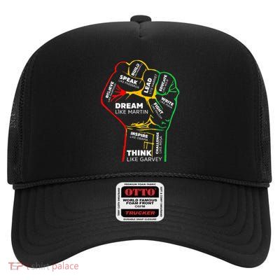 Power Fist Hand Black History Month High Crown Mesh Back Trucker Hat